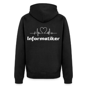 Informatiker - Unisex Premium Bio Zip Hoodie - Schwarz - Hinten - Nico (187cm)
