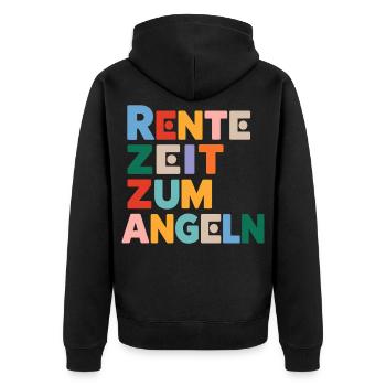 Rente Zeit zum Angeln Spruch - Unisex Premium Bio Zip Hoodie - Schwarz - Hinten - Nico (187cm)
