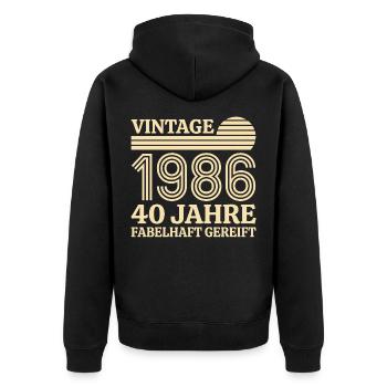 Vintage 1986 40. Geburtstag fabelhaft gereift - Unisex Premium Bio Zip Hoodie - Schwarz - Hinten - Nico (187cm)