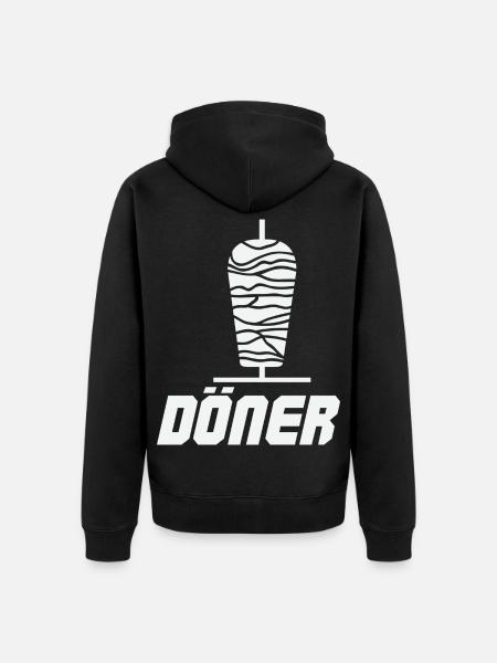 Döner Spieß Emblem - Unisex Premium Bio Zip Hoodie - Schwarz