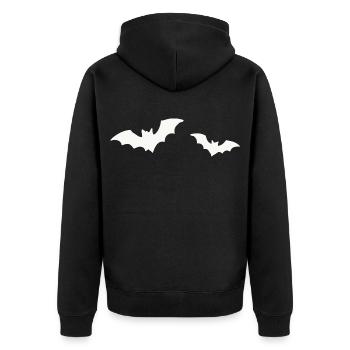 Fledermaus Nacht Silhouette - Unisex Premium Bio Zip Hoodie - Schwarz - Hinten - Nico (187cm)
