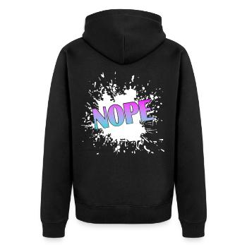 NOPE  - Unisex Premium Bio Zip Hoodie - Schwarz - Hinten - Nico (187cm)