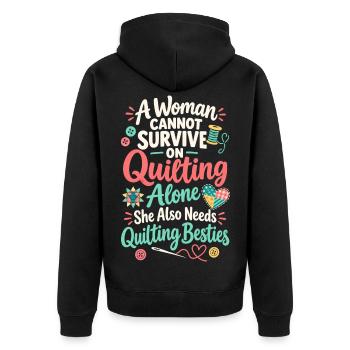 Quilt-Besties Nähen - Unisex Premium Bio Zip Hoodie - Schwarz - Hinten - Nico (187cm)
