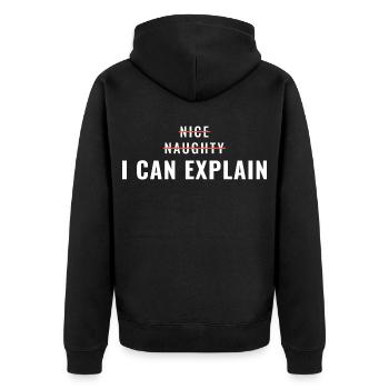 Schön, frech, ich kann lustige Weihnachten erklären. - Unisex Premium Bio Zip Hoodie - Schwarz - Hinten - Nico (187cm)
