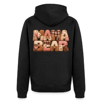 Mama Bear – Bärenmama Geschenk in 3D Patchwork - Unisex Premium Bio Zip Hoodie - Schwarz - Hinten - Nico (187cm)