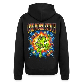 Noch ein Stich lustiger Froschblitz - Unisex Premium Bio Zip Hoodie - Schwarz - Hinten - Nico (187cm)