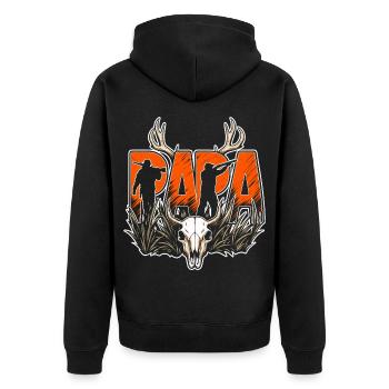 Jagd Papa Jäger Jagen mein Hobby - Unisex Premium Bio Zip Hoodie - Schwarz - Hinten - Nico (187cm)