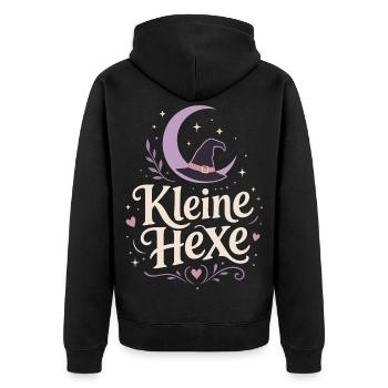 Kleine Hexe Halloween Kostüm Kinder - Unisex Premium Bio Zip Hoodie - Schwarz - Hinten - Nico (187cm)