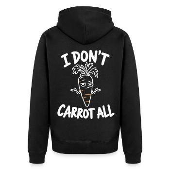 I Don't Carrot All – lustiges, sarkastisches Karottenwortspiel - Unisex Premium Bio Zip Hoodie - Schwarz - Hinten - Nico (187cm)
