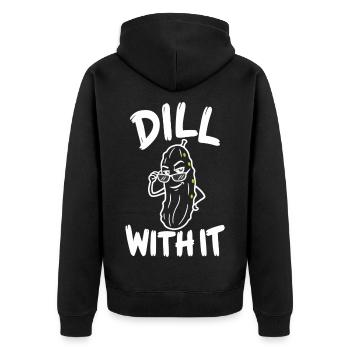 Dill With It – lustiges Pickle-Wortspiel mit Sonnenbrille - Unisex Premium Bio Zip Hoodie - Schwarz - Hinten - Nico (187cm)