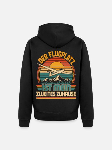 Flugplatz ist mein Zuhause Segler - Unisex Premium Bio Zip Hoodie - Schwarz