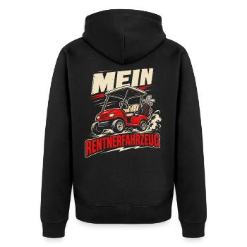 Mein Rentnerfahrzeug Golf Caddy - Unisex Premium Bio Zip Hoodie - Schwarz - Hinten - Nico (187cm)