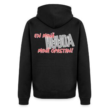 Ich SCHREIE nicht, ich führe! - Unisex Premium Bio Zip Hoodie - Schwarz - Hinten - Nico (187cm)