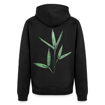 Bambus / Botanische Blätter -  - Unisex Premium Bio Zip Hoodie - Schwarz - Hinten - Nico (187cm)