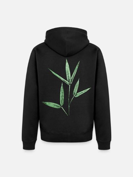 Bambus / Botanische Blätter -  - Unisex Premium Bio Zip Hoodie - Schwarz