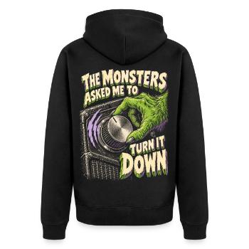 Psychobilly The Monsters Asked Me To Turn It Down - Unisex Premium Bio Zip Hoodie - Schwarz - Hinten - Nico (187cm)