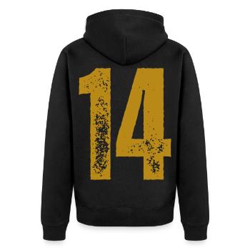 14 - Unisex Premium Bio Zip Hoodie - Schwarz - Hinten - Nico (187cm)
