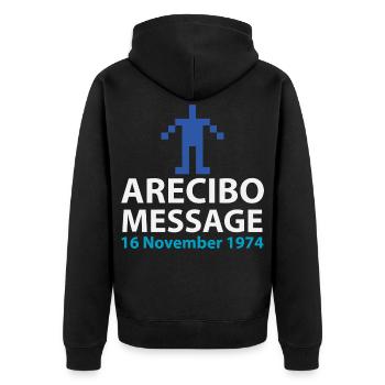Arecibo-Nachrichtenpixel-Glyphe - Unisex Premium Bio Zip Hoodie - Schwarz - Hinten - Nico (187cm)