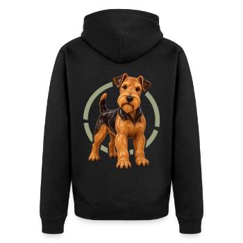Welsh Terrier - Unisex Premium Bio Zip Hoodie - Schwarz - Hinten - Nico (187cm)