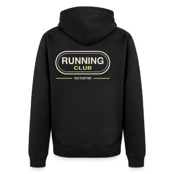 Running Club  - Unisex Premium Bio Zip Hoodie - Schwarz - Hinten - Nico (187cm)