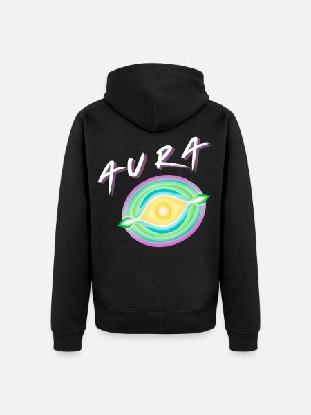 Aura - Regenbogen Aura  - Unisex Premium Bio Zip Hoodie - Schwarz