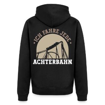 Achterbahn Silhouette - Unisex Premium Bio Zip Hoodie - Schwarz - Hinten - Nico (187cm)