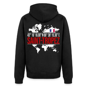 Saint-Tropez - Unisex Premium Bio Zip Hoodie - Schwarz - Hinten - Nico (187cm)