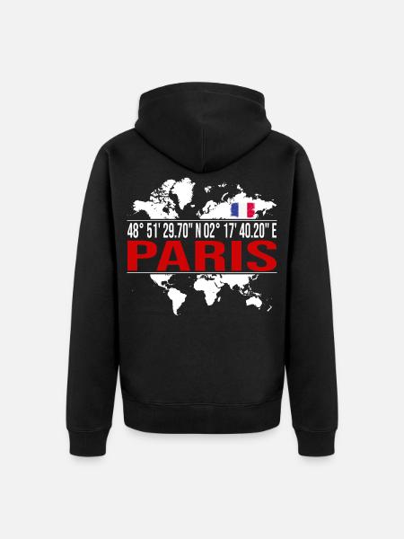 Paris - Unisex Premium Bio Zip Hoodie - Schwarz