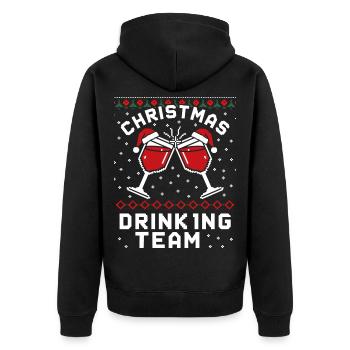 Christmas Drinking Team 8 Bit Weihnachtsparty - Unisex Premium Bio Zip Hoodie - Schwarz - Hinten - Nico (187cm)