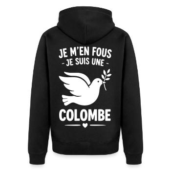 Freie und stolze Taube – bohemischer Geist - Unisex Premium Bio Zip Hoodie - Schwarz - Hinten - Nico (187cm)
