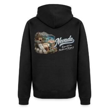 Nevada Retro Vintage Silver State Las Vegas Design - Unisex Premium Bio Zip Hoodie - Schwarz - Hinten - Nico (187cm)