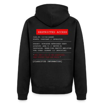 Sektor S4 Physik: Element 115 Doku - Unisex Premium Bio Zip Hoodie - Schwarz - Hinten - Nico (187cm)