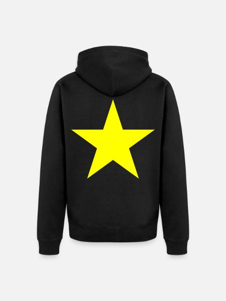 Gelber Stern auf schwarzem Hintergrund - Unisex Premium Bio Zip Hoodie - Schwarz
