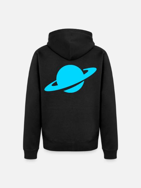Blauer Ringplanet - Unisex Premium Bio Zip Hoodie - Schwarz