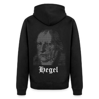 Hegel ASCII Kunstporträt - Unisex Premium Bio Zip Hoodie - Schwarz - Hinten - Nico (187cm)