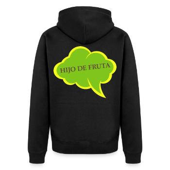 Sohn der Grünen Blasenfrucht - Unisex Premium Bio Zip Hoodie - Schwarz - Hinten - Nico (187cm)