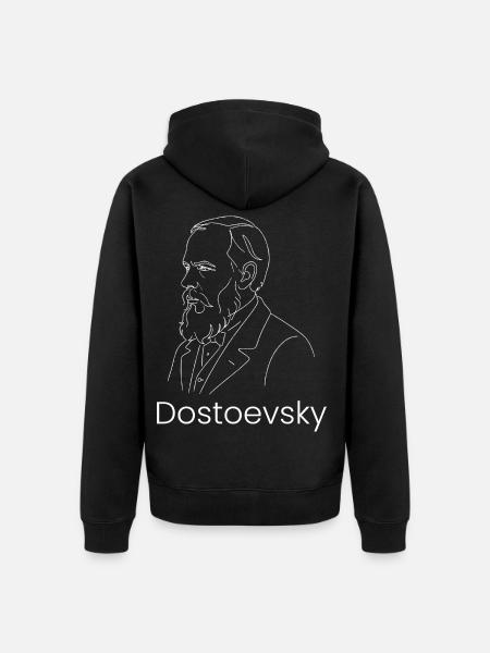 Porträt der Dostojewski-Linie - Unisex Premium Bio Zip Hoodie - Schwarz