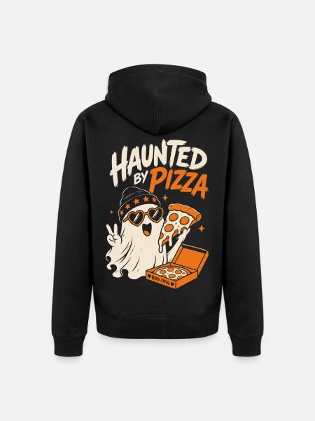Halloween-Pizzageist – Haunted by Pizza - Unisex Premium Bio Zip Hoodie - Schwarz