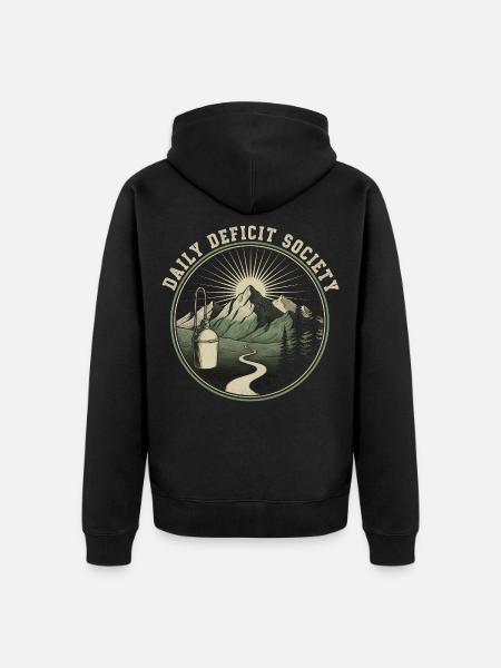 Bergpfad im Morgenlicht - Unisex Premium Bio Zip Hoodie - Schwarz