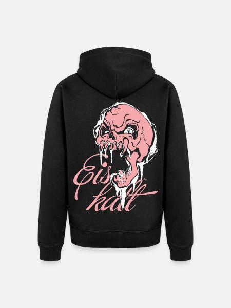 Skelett Eiskalt Pink - Unisex Premium Bio Zip Hoodie - Schwarz