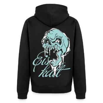 Skelett Eiskalt Blau - Unisex Premium Bio Zip Hoodie - Schwarz - Hinten - Nico (187cm)