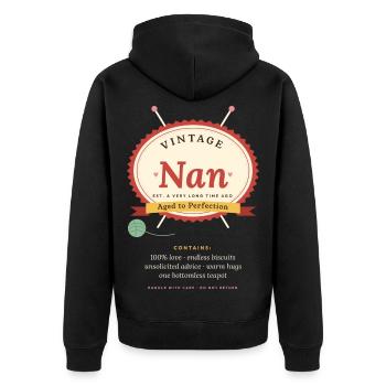 Vintage-Nan, perfekt gereift, lustiges Nan-Geschenk - Unisex Premium Bio Zip Hoodie - Schwarz - Hinten - Nico (187cm)