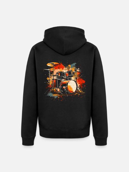 Retro Trommel Set - Unisex Premium Bio Zip Hoodie - Schwarz