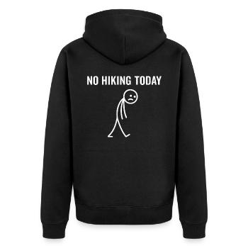 Heute keine Wanderung - Unisex Premium Bio Zip Hoodie - Schwarz - Hinten - Nico (187cm)