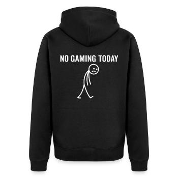Heute kein Gaming Lustiges Gamer Zocker - Unisex Premium Bio Zip Hoodie - Schwarz - Hinten - Nico (187cm)