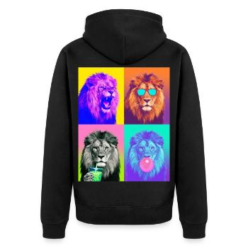 Löwen Löwe - Unisex Premium Bio Zip Hoodie - Schwarz - Hinten - Nico (187cm)