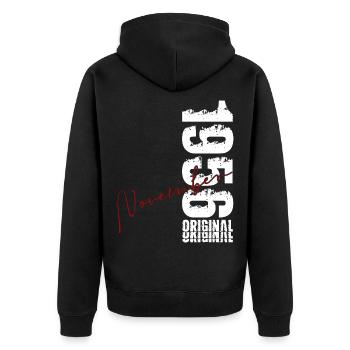 70. Geburtstag Geschenk November Original 1956 - Unisex Premium Bio Zip Hoodie - Schwarz - Hinten - Nico (187cm)