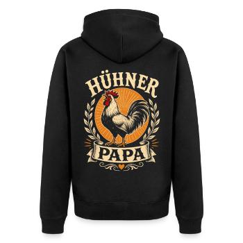 Hühner Papa Hühnerbesitzer Bauer - Unisex Premium Bio Zip Hoodie - Schwarz - Hinten - Nico (187cm)