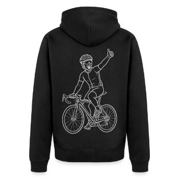 Rennrad Sieg Daumen Hoch Radfahrer Line Art Shirt - Unisex Premium Bio Zip Hoodie - Schwarz - Hinten - Nico (187cm)