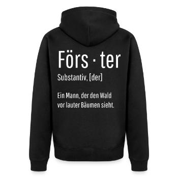 Förster Substantiv Definition Wald Geschenk - Unisex Premium Bio Zip Hoodie - Schwarz - Hinten - Nico (187cm)